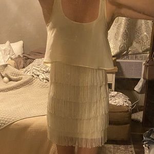 American Eagle Size 2 Ivory Fringe Mini Dress